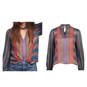 Conditions Apply Long Sleeve Multicolor Top Sz M